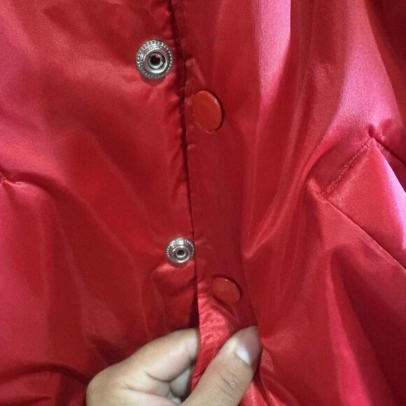 Vintage Cardinal Red Satin Bomber Jacket Size S Nylon – Minor Stain on Label Are - Picture 8 of 9